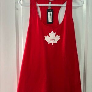 Red Tank Top with Maple Leaf Design
